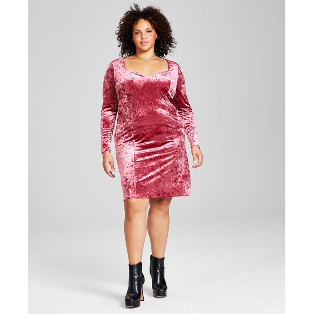 And Now This Plus Size Corset-Style Crushed-Velvet Dress